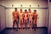 Four Showers For Five Men ... Who's Going To Share?