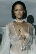 Rihanna Topless In See Thru Robe