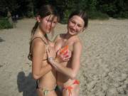 [Les]][Part] Two Teens On The Beach.