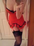 Red Lingerie And Stockings