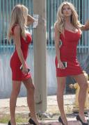 Charlotte Mckinney In A Red Dress