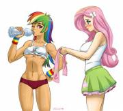 Rainbow Dash And Fluttershy (Artists: Flick-The-Thief, Rammbrony)
