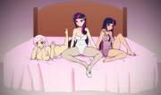 Getting Comfy - Fleur, Twilight Sparkle, Oc (Artist: Scorpdk)