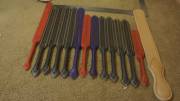 A Variety Of Tawses And A Large Strap Waiting For The Next Stage Of Finishing Work.