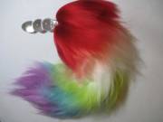 Newest Rainbow Yarn Tail With Glass Plug