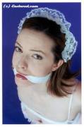 Brunette In Lacy Gear With A Cloth Gag