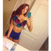 Blue Yoga Shorts And Voluptuous Hair