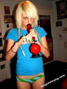 Petite Blonde In Pigtails