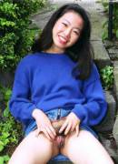 Cute Asian Wife Showing Pussy Outdoors And Loving It.