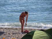 Nudist Babe Drinking Her Morning Coffee