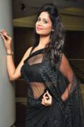 Hot Babe Is Transparent Black Saree