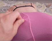 Black Satin Panties And Pink Tights (Gif)