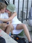 Perfect White Satin Upskirt