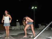 Bikini And Skirt Wetting In A Parking Lot!