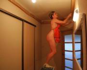 Mom Didn't Want To Get Any Paint On Her Clothes.