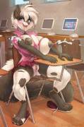 Jessie The Were-Skunk Having A Not Unpleasant Daydream In Class ;) [Xpost From /Yiff]