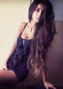 Love The Way Her Long Hair Falls Over Her Shoulder. And, A Strategic Zipper...