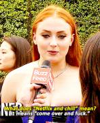 Sophie Turner Showing Her Familiarity With Netflix-And-Chill