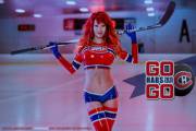 Supporting Her Local Hockey Team. Go Habs!