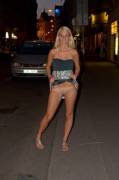 Flashing Her Pussy On The Streets Of Prague