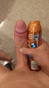 My 7.75 X 5.5 Inch Dick Next To Shaving Cream Can.