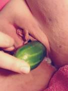 Mmmm, Cucumber With Fresh Cunt Sauce