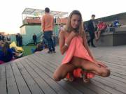 Adorable Amateur Girl In Sundress Flashes Her Perfect Pussy Discretely [Album]