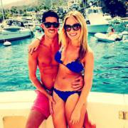 Blue Bikini Beauty With Rugged Stud