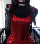 Black Pvc Under Sequin Dress (Lacks Latex)