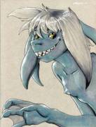 Shark Girl Colored. (Small Chest)