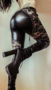 Hybrid Of Shiny Leggings And Lace (Xpost /R/Ladiesinleather)