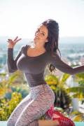 Denise In Tight Top And Yoga Pants
