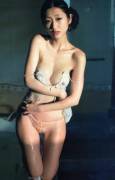 Wet Asian Body; Bathing With Her Clothes On