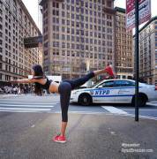 Doing Yoga Where She Pleases