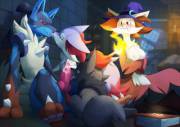 Jealous? Mega Lucario [M], Braixen [?], Zorua [?], And Delphox [F]