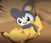 Emolga [F] And Pikachu [M] Playing A Bit Too Rough