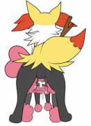 Braixen [M] On Furfrou [F]