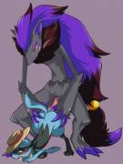 [M/M] A Shiny Zoroark Dominating A Young Riolu