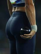 Jessica Ennis-Hill Waits For A Heptathlon Shot Put Attempt