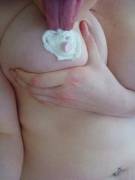 Licking Whipped Cream Off Her Nipple, The Marshmallow Is A Nice Touch
