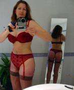 Red Lingerie And Stockings