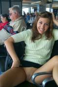 Flashing At The Airport Boarding Gate