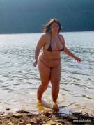 Micro Bikini Walking Out Of The Lake