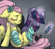 Fluttershy And Twilight Sleepover [F/F] (Artist: Atryl)