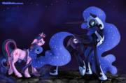 Like A Pet On A Leash [Twilight][Nightmare Moon][F/F] (Artist: Theflankbank)