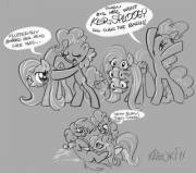 Yeah Gurl! Get Some! [Fluttershy, Big Mac, Pinkie Pie][M/F] (Artist: Kabukihomewood)