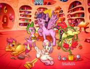 Twilight Time [Scootaloo][Applebloom][Sweetie Belle][Spike][Foalcon][Group] (Artist: ...