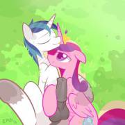 Snuggles [Shining Armor][Princess Cadance][M/F] (Artist: Braddo)