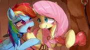 Fluttershy Gets Rainbow Dash To Perform Blowjob On Orthros [M/F][Cumshot] (Artist: ...