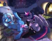 Applying Celestia's Lessons [Alicorn Twilight][Trixie][F/F][Bondage] (Artist: Siberwar)